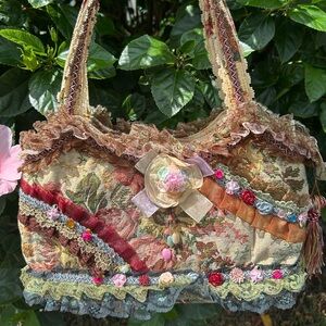 Vintage lace tapestry bag